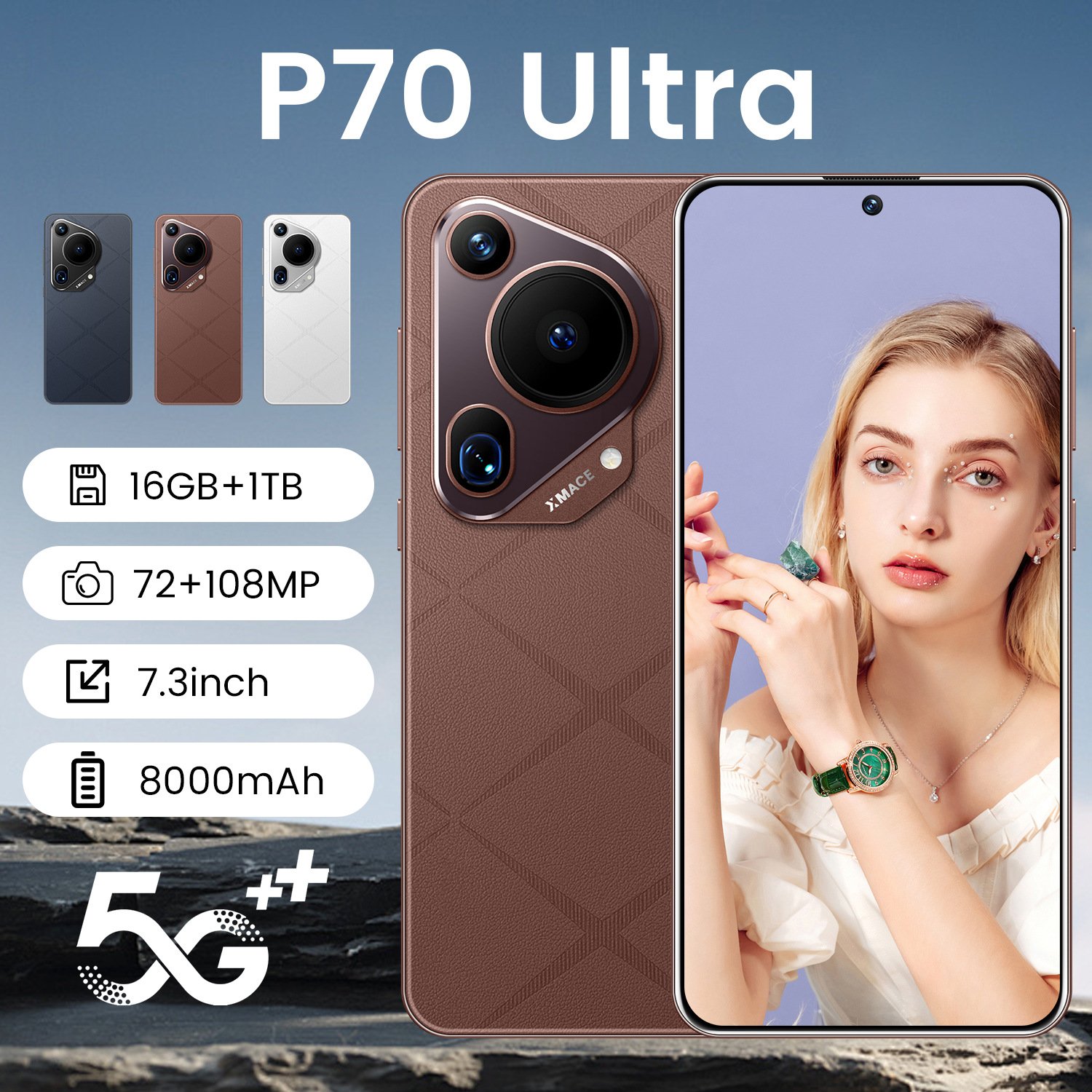 2024 Hotselling P70 Ultra Smartphone 16GB 512GB Punchhole Display Android Phone 4G LTE Unlocked